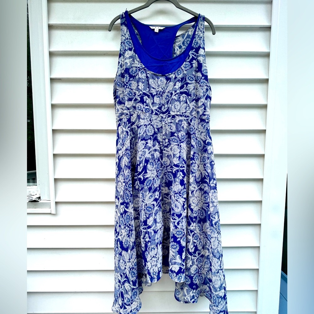 CAbi Women's #851 Willow Double Dress Blue Paisley Floral Hi-Lo Tank Sundress